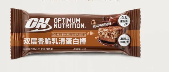 ON 国产双层香脆乳清蛋白棒 30 克可可布朗尼味正面白底图